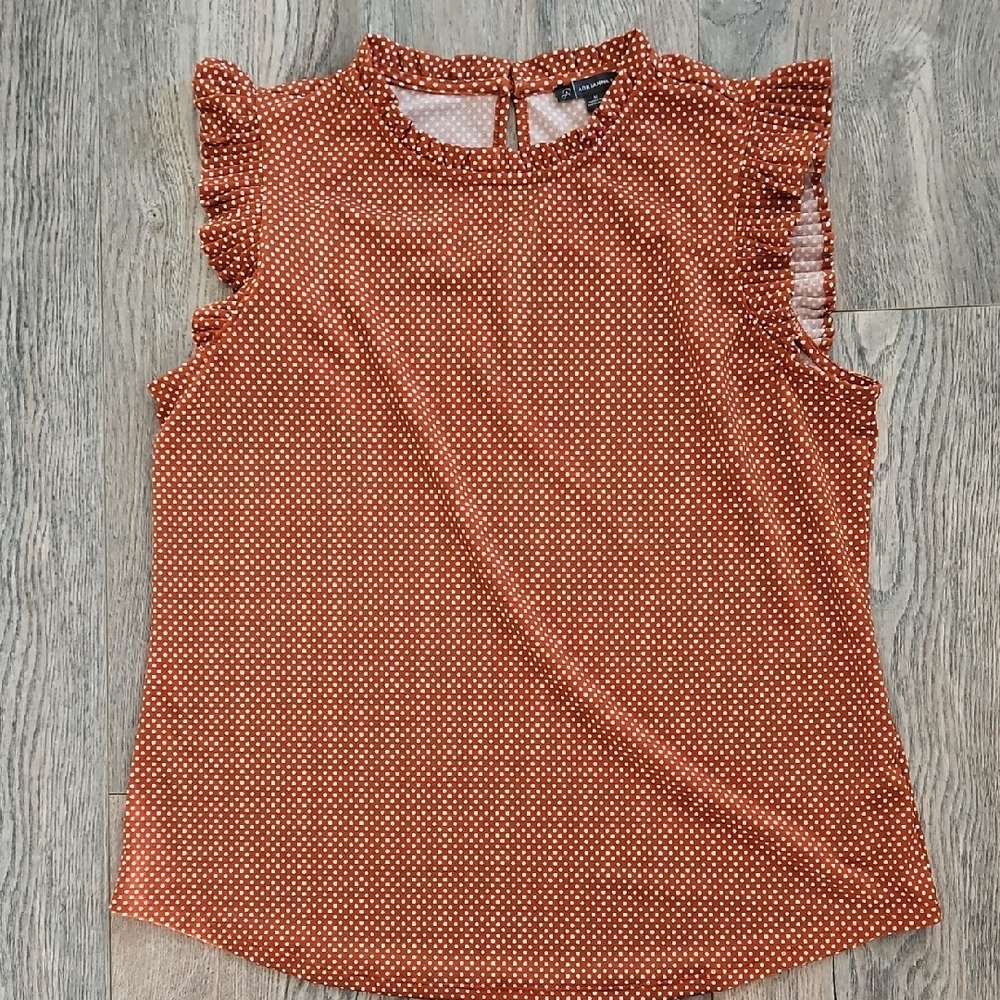 Adrianna Papell Rust Polka Dot Blouse